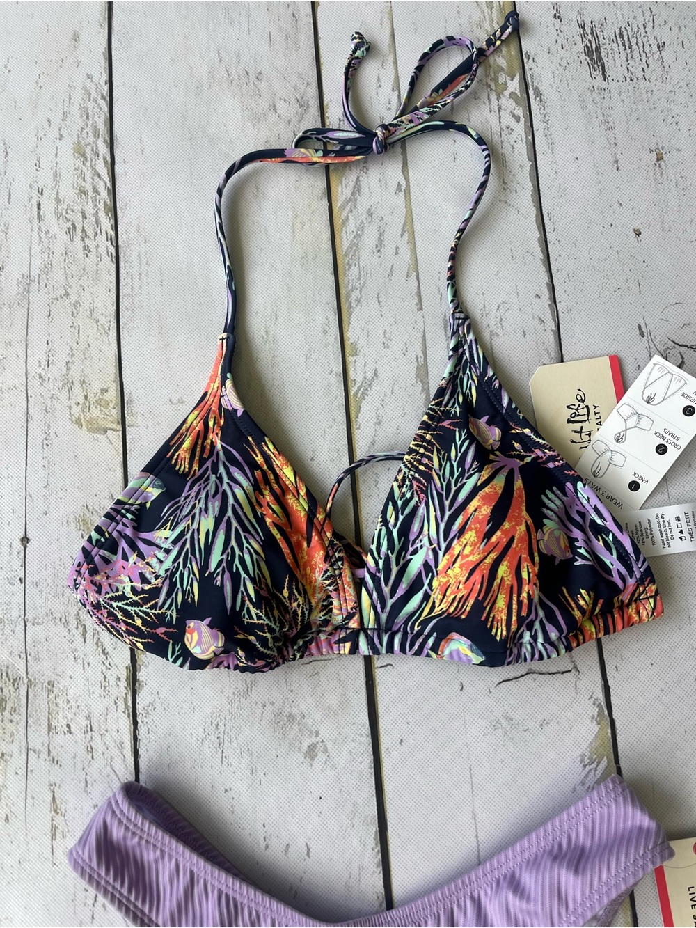 Salt Life NEW Bikini Top & Lavender Ribbed Bottom X SMALL - Picture 3 of 9